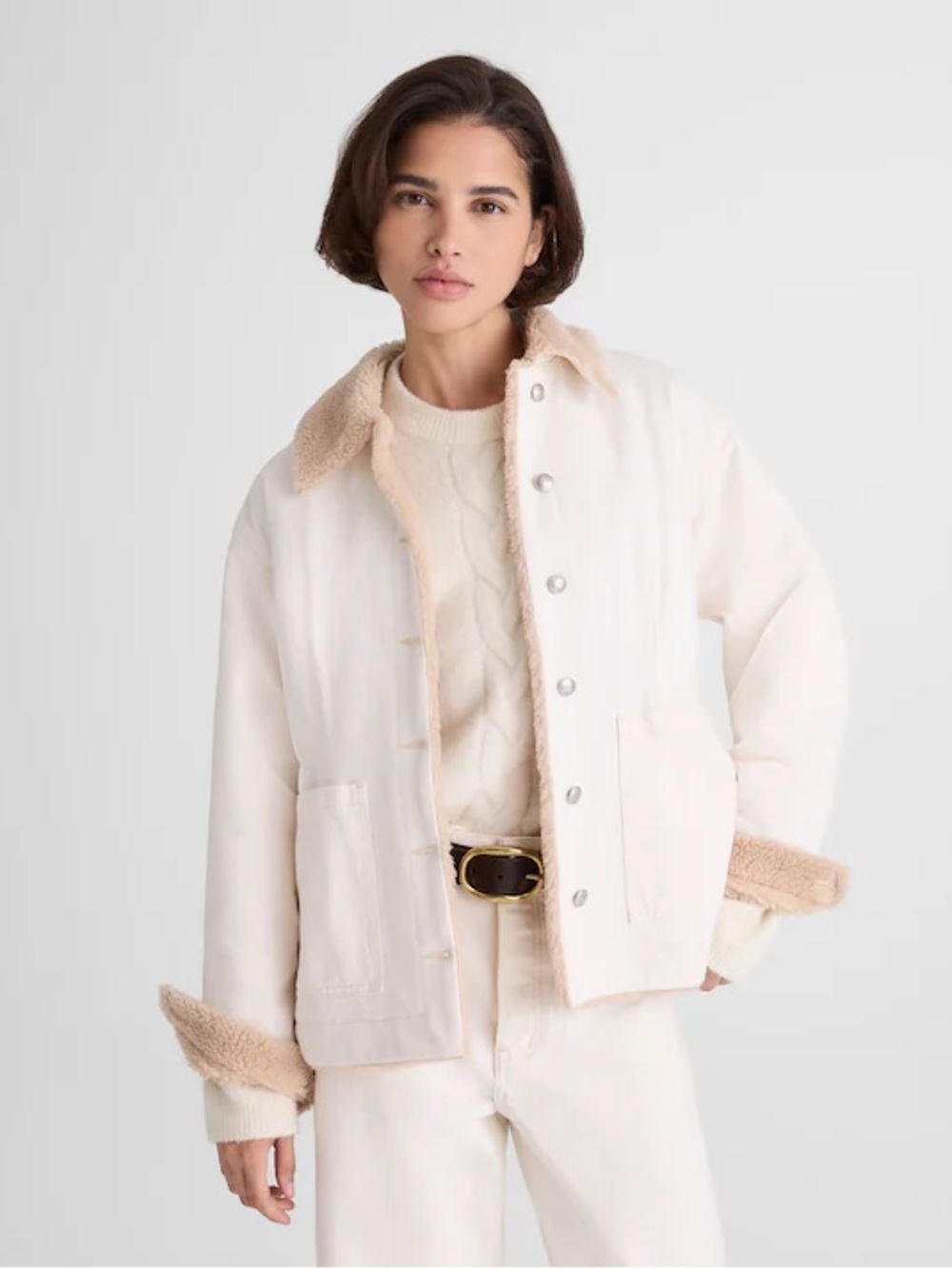 Madewell Sherpa-Lined Denim Jacket color vintage canvas NX913 women’s Sz XS NWT